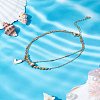 1Pc 201 Stainless Steel Heart Charm Anklets AJEW-LP0007-18-3