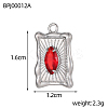 Rectangle Charms 304 Stainless Steel Cubic Zirconia Pendants STAS-OY004-20P-2