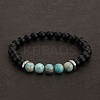 8MM Dyed Natural Imperial Jasper and Frosted Black Round Beaded Stretch for Men DZ7575-5-1