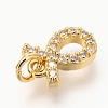 Brass Micro Pave Clear Cubic Zirconia Charms ZIRC-O036-30G-E-3