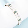 304 Stainless Steel Enamel Cuff Bangles for Women BJEW-H637-02B-G-1