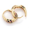 Brass Micro Pave Cubic Zirconia Huggie Hoop Earrings LS-EJEW-P187-N01-3