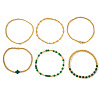 6Pcs St. Patrick's Day Brass & Glass Seed Bead Stretch Bracelets for Women MR9061-8-2