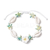 Starfish & Plumeria Synthetic Turquoise & Natural Cowrie Shell & Polymer Clay Beads Braided Bead Bracelets for Women BJEW-JB11847-3