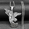 201 Stainless Steel Archangel Saint Michael Pendant Necklaces LS-NJEW-K283-10P-1