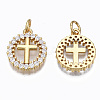 Brass Micro Pave Clear Cubic Zirconia Pendants X-ZIRC-N039-140-NF-2
