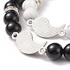 2Pcs 2 Style Natural Black Agate(Dyed) & Howlite Beaded Stretch Bracelets Set BJEW-TA00163-6