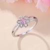 Flower Brass Micro Pave Pearl Pink Cubic Zirconia Finger Rings FS-WGCFB35-05-2