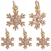 10Pcs Brass Micro Pave Clear Cubic Zirconia Snowflake Pendants KK-BBC0021-78-1