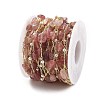 Natural Strawberry Quartz & Glass Link Chains CHC-K014-12G-05-2