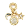 Brass Micro Pave Blue and Clear Cubic Zirconia European Dangle Charms KK-A282-22G-1