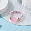 Glass Round Ball Braided Bead Style Finger Ring RJEW-JR00600-01-2