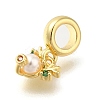 Rack Plating Brass Cubic Zirconia European Dangle Charms with ABS Imitation Pearl KK-Z086-26G-2