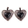 Natural Obsidian Peach Love Heart Pendants G-G158-01-13-1