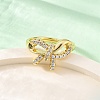 Brass Micro Pave Clear Cubic Zirconia Finger Rings for Women RJEW-U047-06G-2