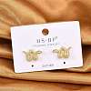 Brass Micro Pave Clear Cubic Zirconia Stud Earrings EJEW-P301-17G-1