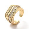 Clear Cubic Zirconia Multi Line Open Cuff Ring RJEW-C041-01G-1