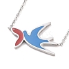 Colorful Enamel Swallow and Fish Pendant Necklace NJEW-G019-01P-1