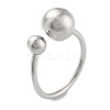 Round Rack Plating Brass Open Cuff Rings for Women RJEW-Z059-28P-1