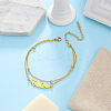 2Pcs 2 Colors Feather Stainless Steel Link Anklets AJEW-GO0002-58-4