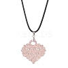 Electroplated Glass Beaded Heart Pendant Black Waxed Cotton Cord Necklaces for Women NJEW-MZ00120-02-2