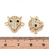 Brass Micro Pave Clear and Black Cubic Zirconia Connector Charms KK-T074-87G-3