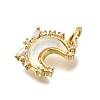 Brass Micro Pave Clear Cubic Zirconia with Glass Charms KK-G525-06G-03-2