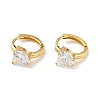 Clear Cubic Zirconia Heart Hoop Earrings EJEW-C028-09G-1