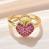 Sacred Heart Brass Micro Pave Cubic Zirconia Cuff Rings for Women RJEW-B117-01G-03-2