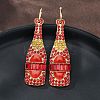 Zinc Alloy Enamel Hoop Earrings EJEW-Z088-01G-1