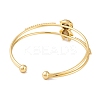 Brass Micro Pave Clear Cubic Zirconia 2-Strand Bear Open Cuff Bangles for Women BJEW-S147-12G-3