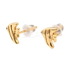 Brass Micro Pave Clear Cubic Zirconia Stud Earrings EJEW-C158-13B-G-4