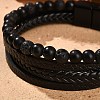 Natural Lava Rock & Glass Round Beaded Bracelets BJEW-G732-01A-4