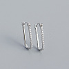 Geometric Rectangle Rhodium Plated 925 Sterling Silver Micro Pave Cubic Zirconia Hoop Earrings VG4525-1-3