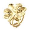 Ion Plating(IP) 304 Stainless Steel Flower Open Cuff Rings for Women RJEW-Z053-11G-1