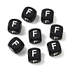 20Pcs Black Cube Letter Silicone Beads 12x12x12mm Square Dice Alphabet Beads with 2mm Hole Spacer Loose Letter Beads for Bracelet Necklace Jewelry Making JX433F-1