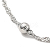 Non-Tarnish 304 Stainless Steel Singapore Chain Necklace with Beads for Men Women LS-NJEW-P263-01P-3