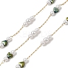 Handmade 304 Stainless Steel ABS Plastic Pearl Round with Heart Link Chains CHS-L032-12G-1
