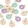 16Pcs 4 Colors Light Gold Plated Alloy Enamel Pendants ENAM-FS0001-85-2