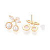 Brass Clear Cubic Zirconia Stud Earrings EJEW-T048-09B-2