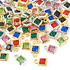72Pcs 12 Styles Rack Plating Brass Glass Charms KK-TA0001-78-3
