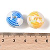 10Pcs Opaque Plating Colours Love Acrylic Beads OACR-S146-03-4