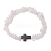 Natural Rose Quartz Chips Stretch Bracelets for Women Men BJEW-JB11341-12-2