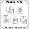 25Pcs 5 Styles Plastic with Resin Rhinestone Pendants FIND-YW0009-87-2