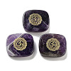 Natural Amethyst Rectangle with Chakra Sign Figurines Display Decorations DJEW-K025-02C-1