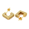 Brass Micro Pave Clear Cubic Zirconia Stud Earrings for Women EJEW-A040-06G-2
