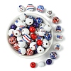 75Pcs 12 Styles Independence Day Theme Wood European Beads WOOD-FS0001-22-2