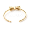 Green Cubic Zirconia Double Leopard Open Cuff Bangle BJEW-B054-20G-3