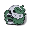 Halloween Alloy Enamel Smoky Skull Brooch Pins JEWB-R021-03A-1