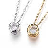Brass Micro Pave Cubic Zirconia Pendant Necklaces NJEW-O108-29-1